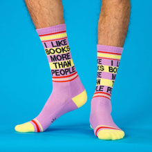 Load image into Gallery viewer, I Like Books More Than People Gym Crew Socks