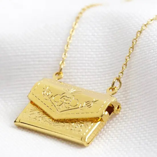 Envelope Locket Necklace - Gold - Tigertree