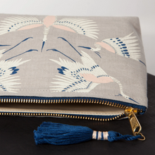 Load image into Gallery viewer, Flight of Fancy Large Linen Cosmetic Bag