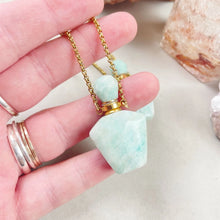 Load image into Gallery viewer, Gold Pentagon Amazonite Bottle Necklace - Tigertree
