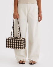 Load image into Gallery viewer, Nylon Bowler Bag - Blurred Gingham Brown - Tigertree