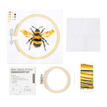 Load image into Gallery viewer, Mini Cross Stitch Embroidery Kit - Bee - Tigertree