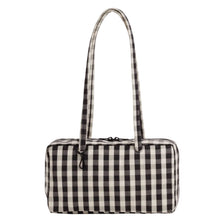 Load image into Gallery viewer, Nylon Bowler Bag - Black and Cream Gingham