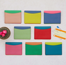Load image into Gallery viewer, Handmade Recycled Leather Multicolor Card Holder Wallet