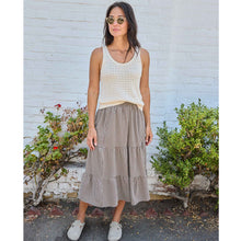 Load image into Gallery viewer, Sunkissed Tiered Midi Skirt - Almond