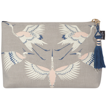 Load image into Gallery viewer, Flight of Fancy Large Linen Cosmetic Bag