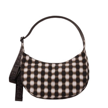 Load image into Gallery viewer, Medium Nylon Crescent Bag - Blurred Gingham Brown - Tigertree