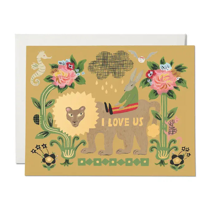 Lion and Rabbit Love Card - Tigertree