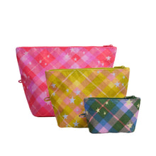 Load image into Gallery viewer, Go Pouch Set- Green Star Plaid