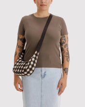 Load image into Gallery viewer, Small Nylon Crescent Bag - Blurred Gingham Brown - Tigertree