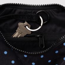 Load image into Gallery viewer, Small Nylon Crescent Bag - Black and Sky Blue Micro Dot