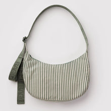 Load image into Gallery viewer, Medium Nylon Crescent Bag - Sage Stripe