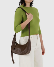 Load image into Gallery viewer, Small Recycled Leather Crescent Bag- Brown - Tigertree