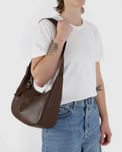 Load image into Gallery viewer, Medium Recycled Leather Crescent Bag- Brown - Tigertree