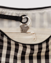 Load image into Gallery viewer, Large Nylon Crescent Bag - Black and Cream Gingham