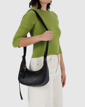Load image into Gallery viewer, Small Recycled Leather Crescent Bag - Black