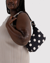 Load image into Gallery viewer, Mini Nylon Shoulder Bag - Black and Cream Polka Dot