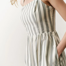 Load image into Gallery viewer, Demi Poplin Midi Dress - Olive Stripe