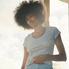 Load image into Gallery viewer, Scoop Ribsy Tee - Navy Stripe - Tigertree