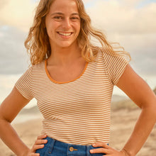 Load image into Gallery viewer, Scoop Ribsy Tee - Orange Stripe - Tigertree