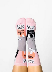 Women's Future Is Feline Crew Socks - Tigertree