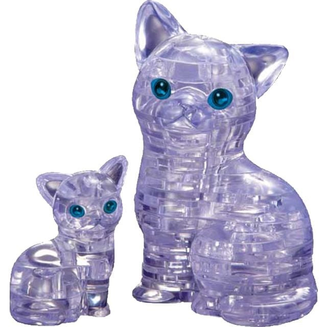 Clear Cat + Kitten Crystal Puzzle