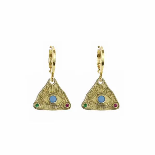 Seeing Pyramid Huggie Earrings- 18K Gold Plated