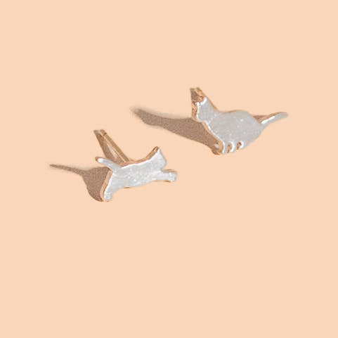 Cat Therapy Studs- Rhodium - Tigertree