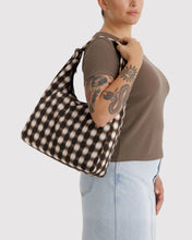 Load image into Gallery viewer, Nylon Shoulder Bag - Blurred Gingham Brown
