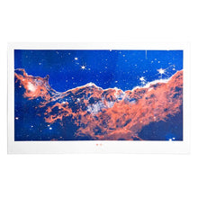Load image into Gallery viewer, Webb Telescope&#39;s Cosmic Cliffs - Risograph Print - Tigertree
