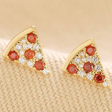 Load image into Gallery viewer, Crystal Pizza Stud Earrings
