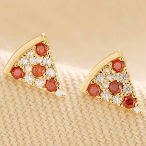 Crystal Pizza Stud Earrings