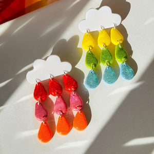 Short Rainbow Cloud Earrings