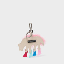 Load image into Gallery viewer, Wolf in Heels Charm - Pink Faux Fur Keychain
