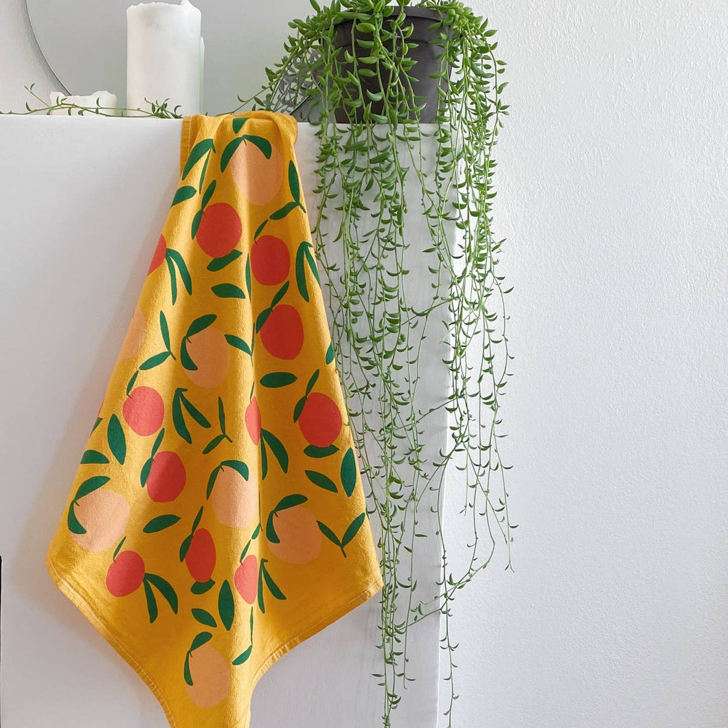 Yellow Peach Toss Tea Towel