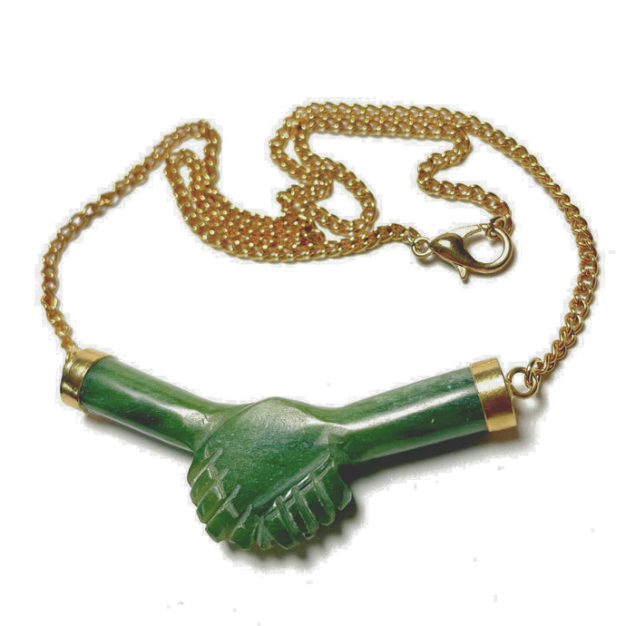 70s Jade Handshake Necklace - Tigertree