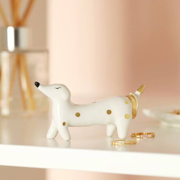 Ceramic Daschshund Ring Holder - Tigertree