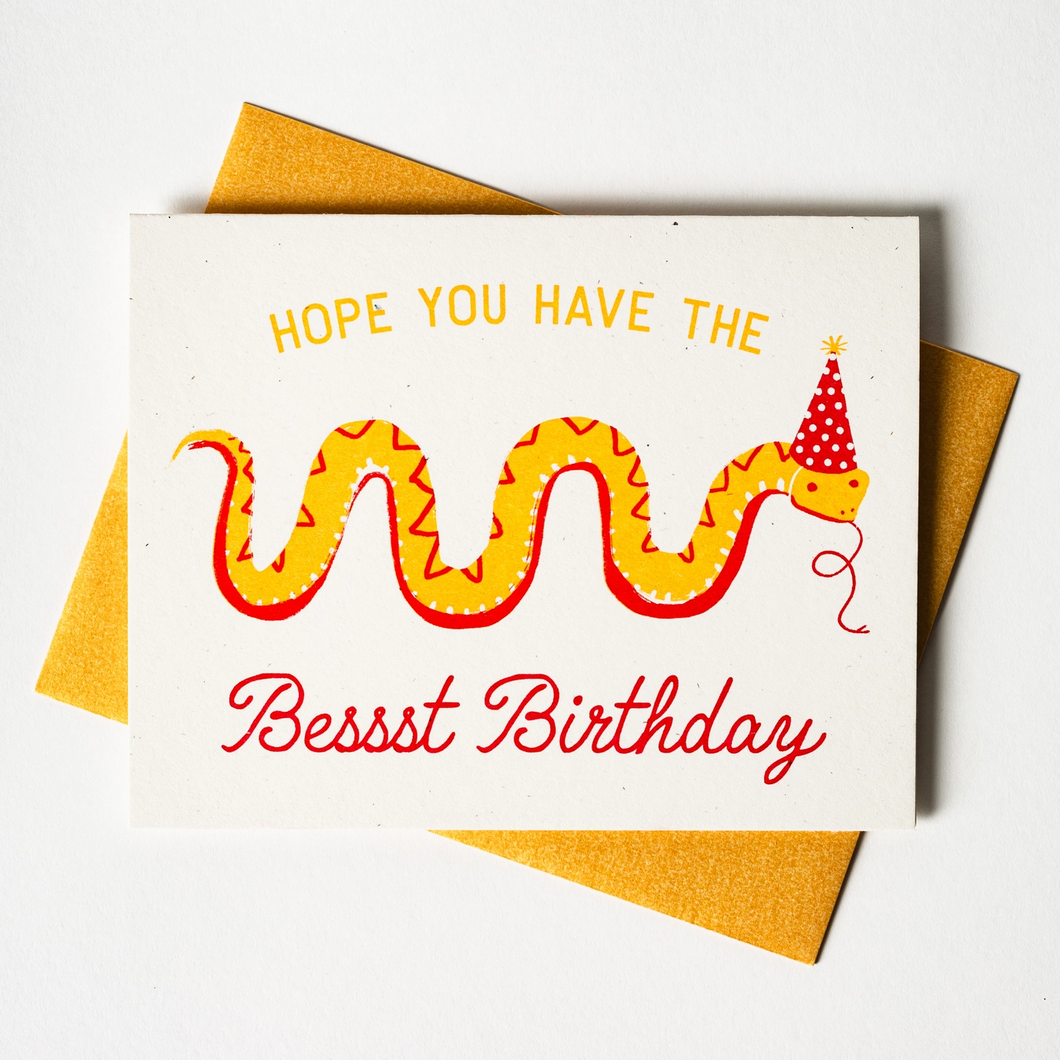 Bessst Birthday Snake Risograph Card