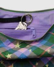 Load image into Gallery viewer, Medium Nylon Crescent Bag- Green Star Plaid
