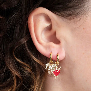 Fuck Off & Heart Daggers Hoop Earrings