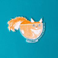 Orange Cat in Bowl Sticker - Tigertree