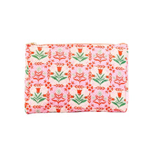 Load image into Gallery viewer, Quilted Pouch - Pink Tile Floral
