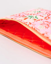 Load image into Gallery viewer, Quilted Pouch - Pink Tile Floral
