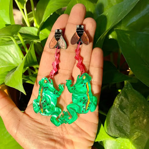 Frog and Fly Earrings - Tigertree