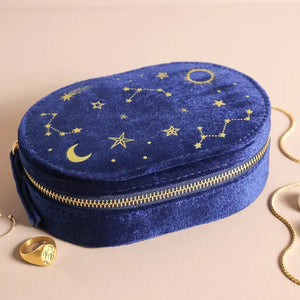 Starry Night Velvet Oval Jewelry Box