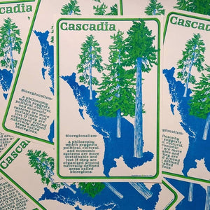 Cascadia Bioregionalism Risograph Poster - Tigertree