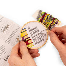 Load image into Gallery viewer, Books Keep Reality Away Mini Cross Stitch Kit
