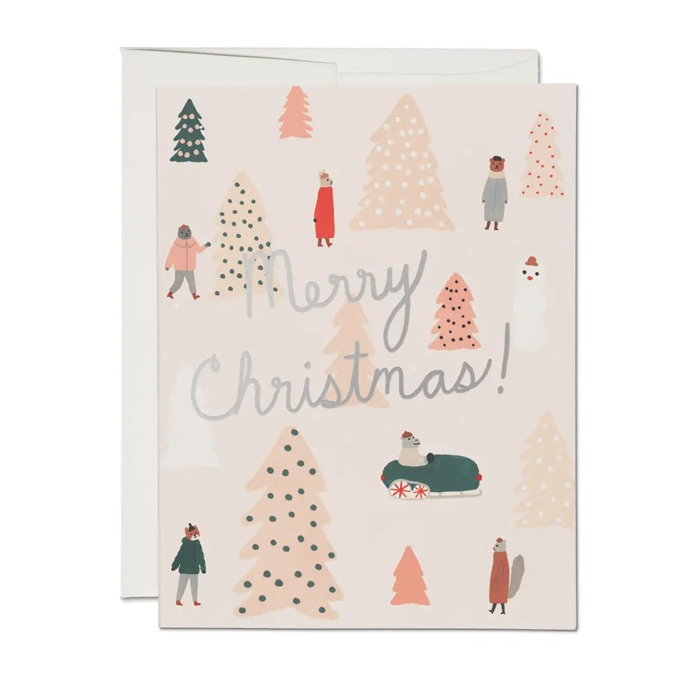 Merry Christmas Pink Trees Card
