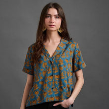 Load image into Gallery viewer, Camp Shirt - Teal Floral
