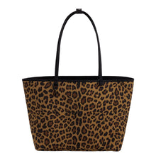 Load image into Gallery viewer, Large Nylon Reversible Tote- Leopard Mix
